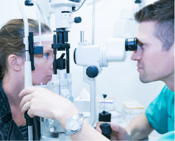 Opticians with Patient at Cathedral Eye Clinic
